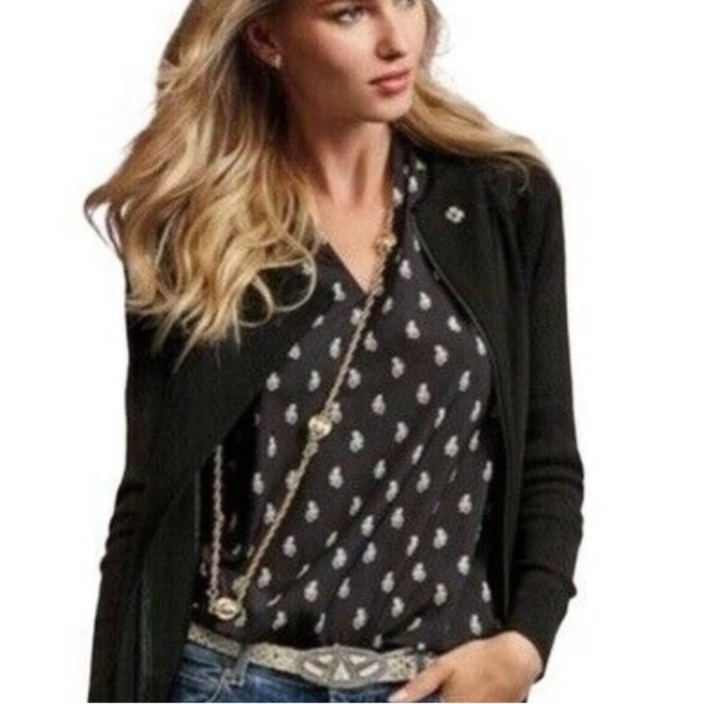 Cabi Memento Blouse Tank Sleeveless Navy Blue & White #3435 Size X Small